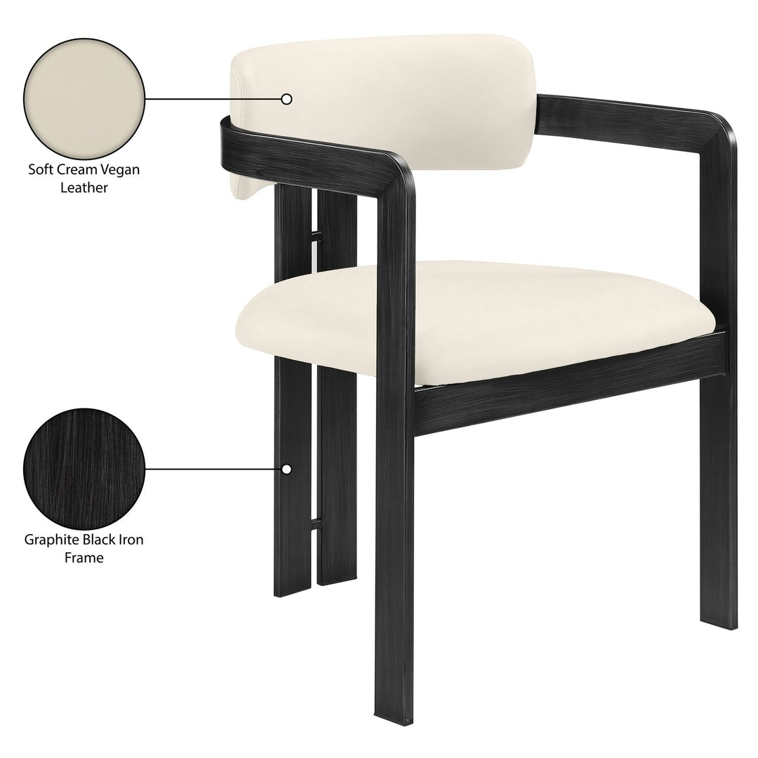 Aurum Vegan Leather Upholstered Dining Chair — Cream / Graphite Black
