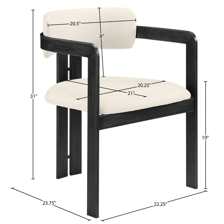Aurum Vegan Leather Upholstered Dining Chair — Cream / Graphite Black