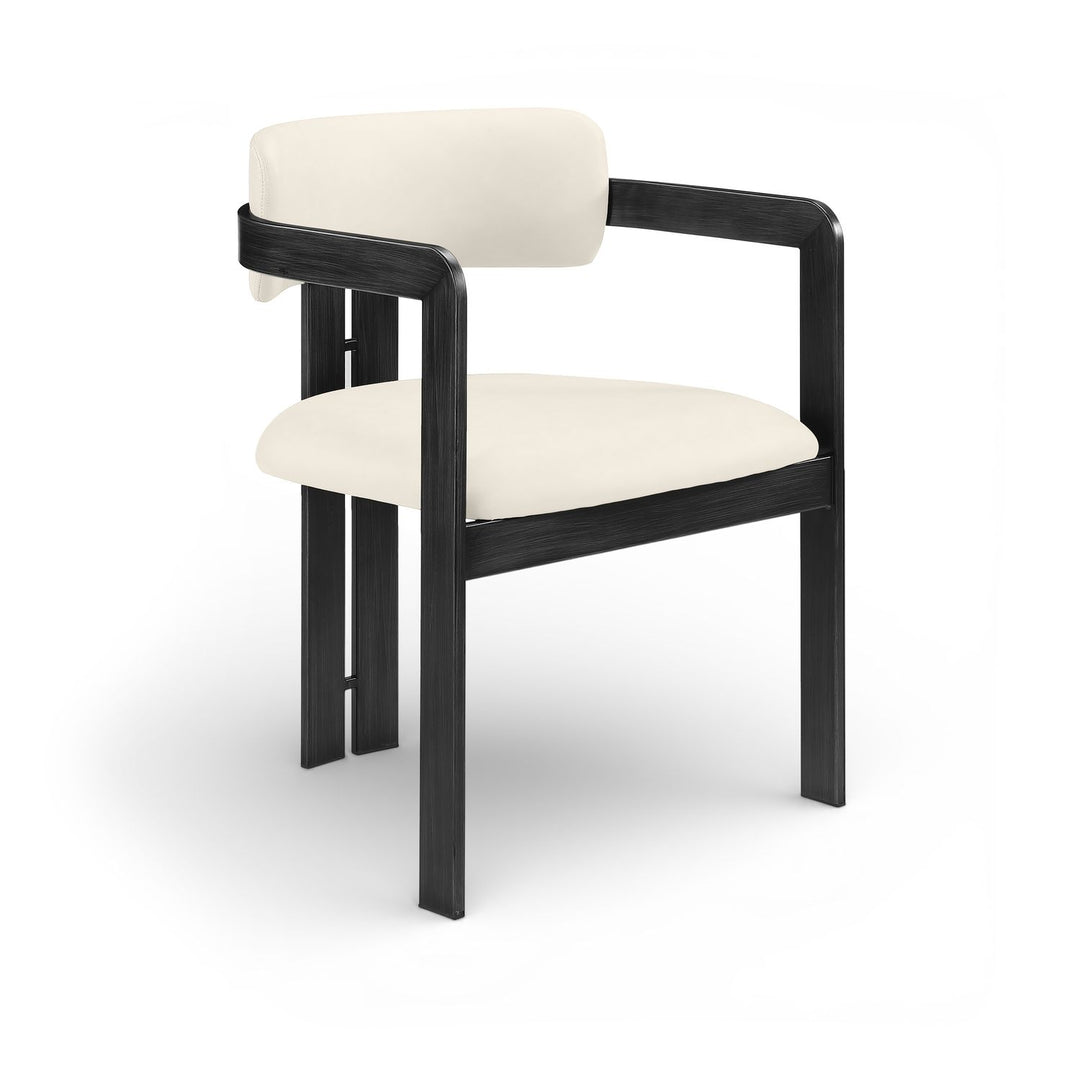 Aurum Vegan Leather Upholstered Dining Chair — Cream / Graphite Black