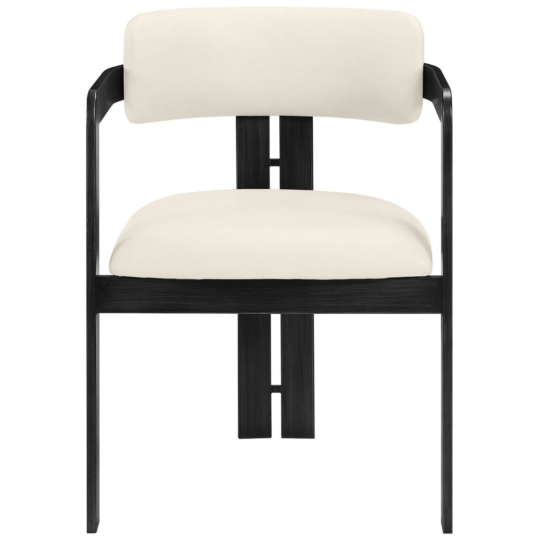 Aurum Vegan Leather Upholstered Dining Chair — Cream / Graphite Black