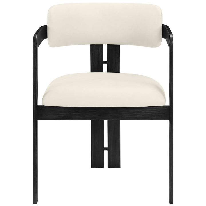 Aurum Vegan Leather Upholstered Dining Chair — Cream / Graphite Black