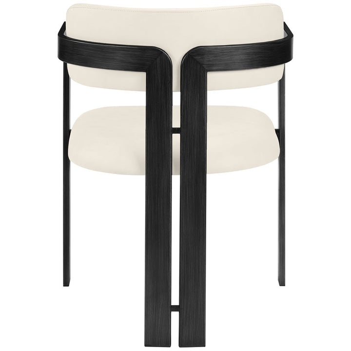 Aurum Vegan Leather Upholstered Dining Chair — Cream / Graphite Black