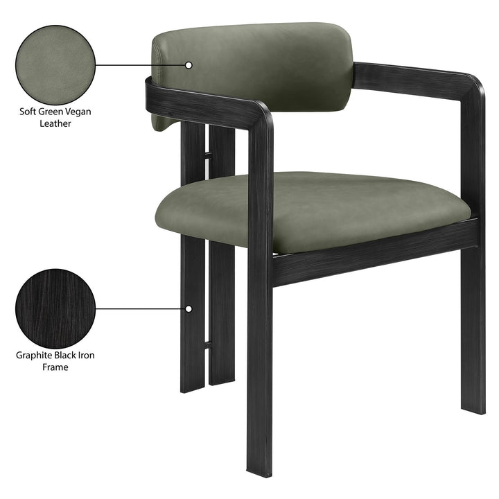 Aurum Vegan Leather Upholstered Dining Chair — Green / Graphite Black