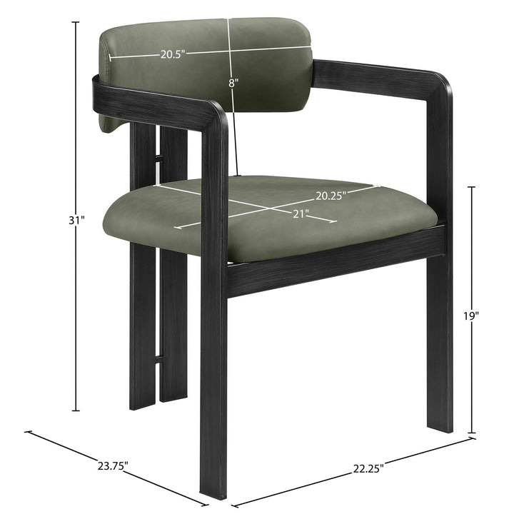 Aurum Vegan Leather Upholstered Dining Chair — Green / Graphite Black
