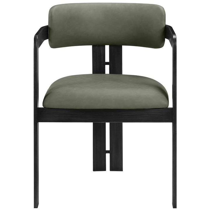 Aurum Vegan Leather Upholstered Dining Chair — Green / Graphite Black