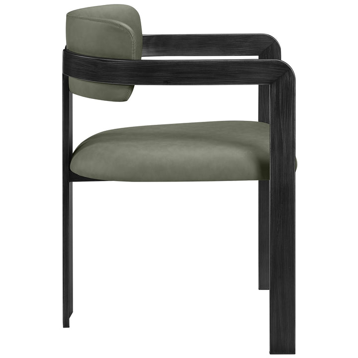 Aurum Vegan Leather Upholstered Dining Chair — Green / Graphite Black