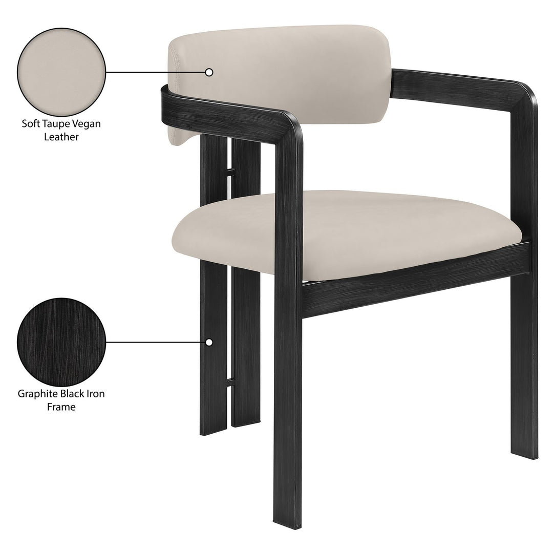 Aurum Vegan Leather Upholstered Dining Chair — Taupe / Graphite Black