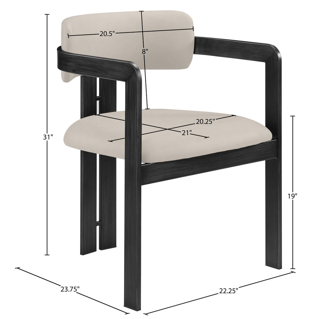 Aurum Vegan Leather Upholstered Dining Chair — Taupe / Graphite Black