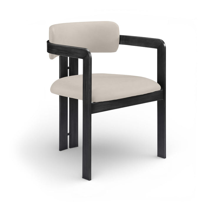 Aurum Vegan Leather Upholstered Dining Chair — Taupe / Graphite Black