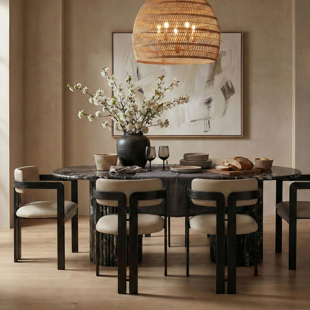 Aurum Vegan Leather Upholstered Dining Chair — Taupe / Graphite Black