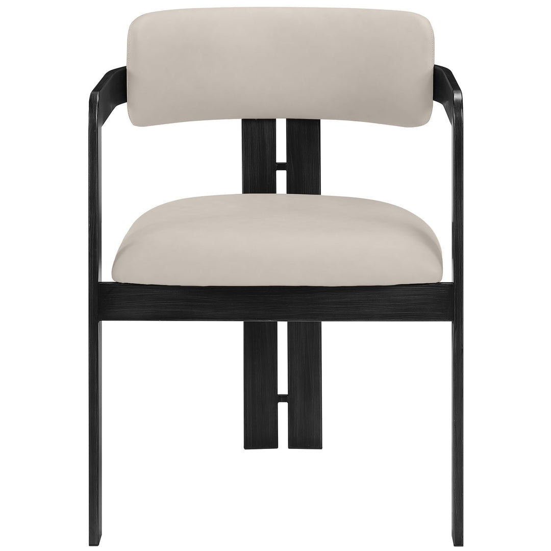Aurum Vegan Leather Upholstered Dining Chair — Taupe / Graphite Black