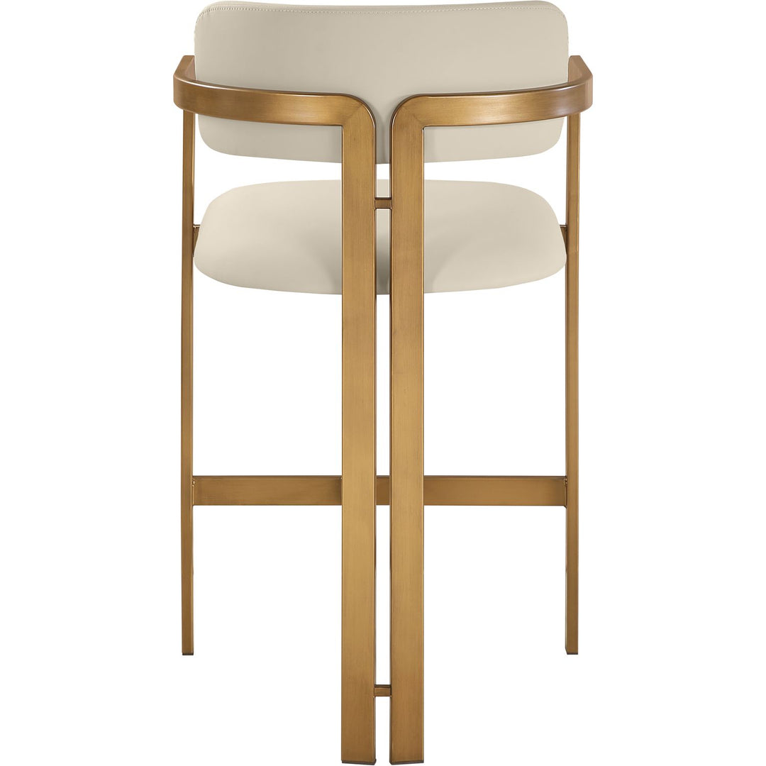 Aurum Vegan Leather Upholstered Counter Stool — Beige / Brushed Brass