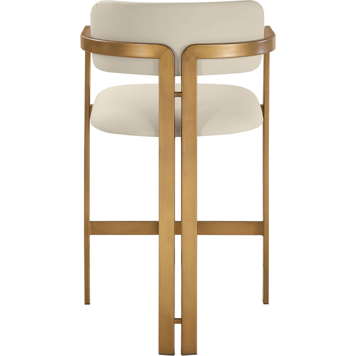 Aurum Vegan Leather Upholstered Counter Stool — Beige / Brushed Brass