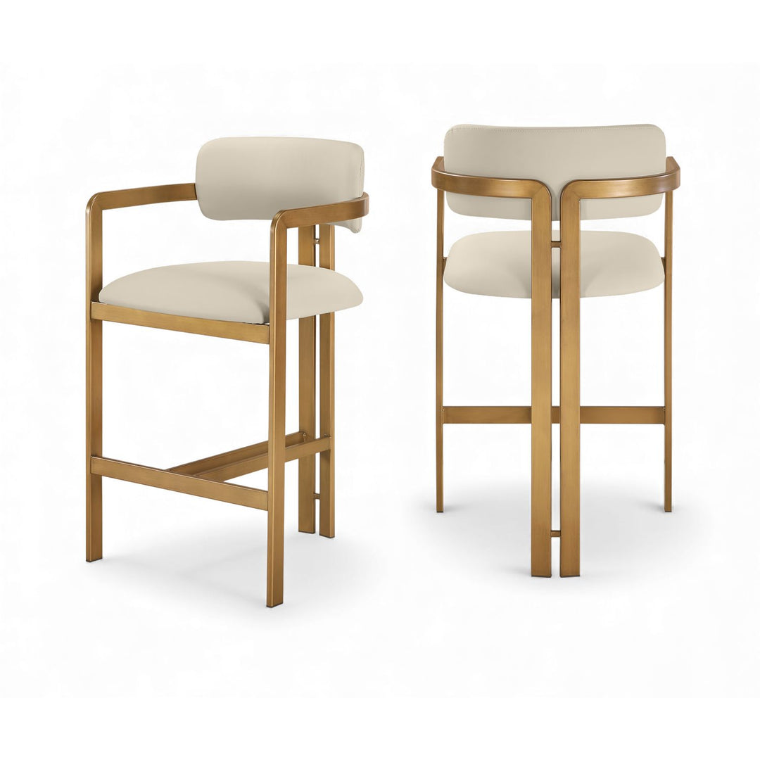 Aurum Beige Vegan Leather Upholstered Counter Stool