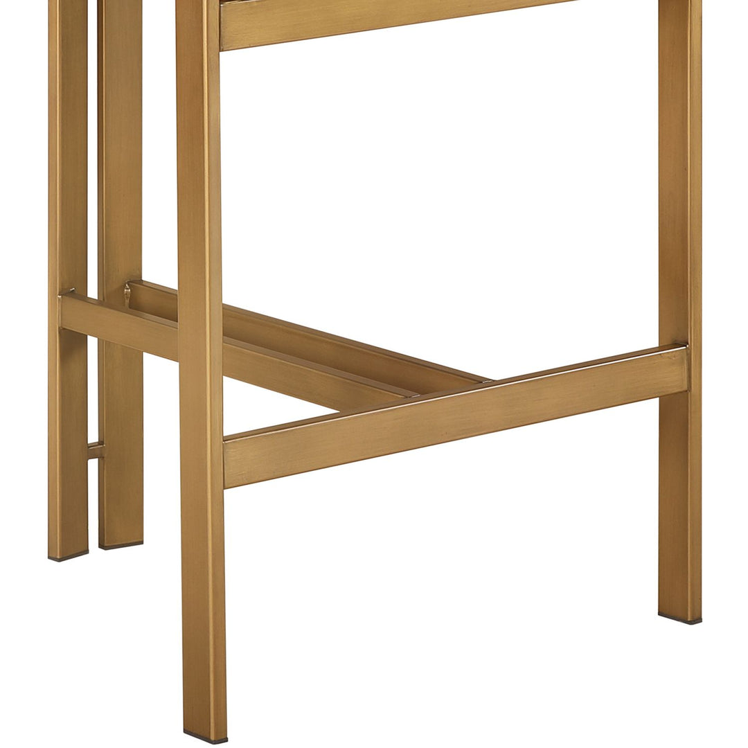 Aurum Vegan Leather Upholstered Counter Stool — Black / Brushed Brass