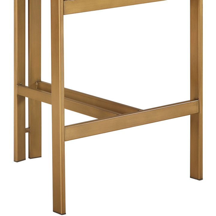 Aurum Vegan Leather Upholstered Counter Stool — Black / Brushed Brass