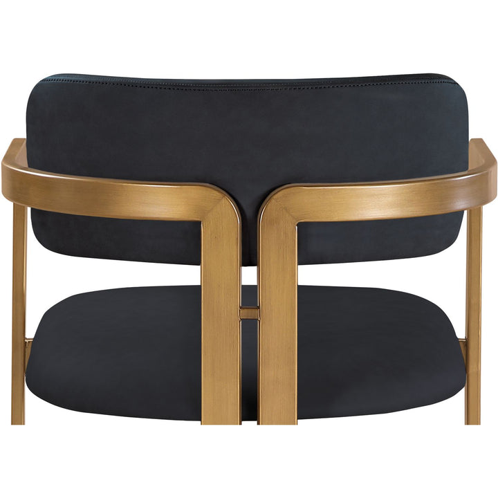 Aurum Vegan Leather Upholstered Counter Stool — Black / Brushed Brass