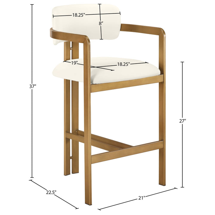 Aurum Vegan Leather Upholstered Counter Stool — Cream / Brushed Brass