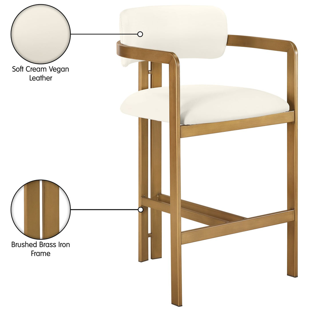 Aurum Vegan Leather Upholstered Counter Stool — Cream / Brushed Brass