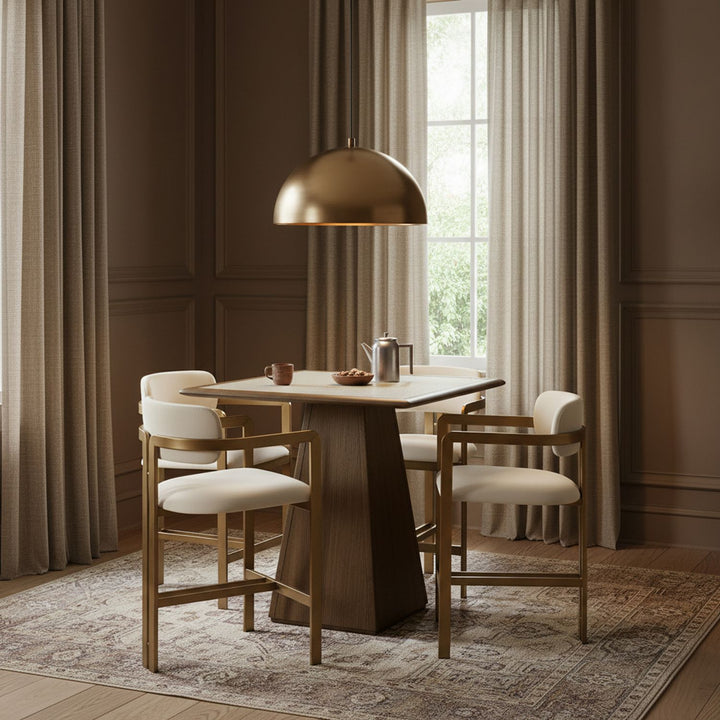 Aurum Vegan Leather Upholstered Counter Stool — Cream / Brushed Brass