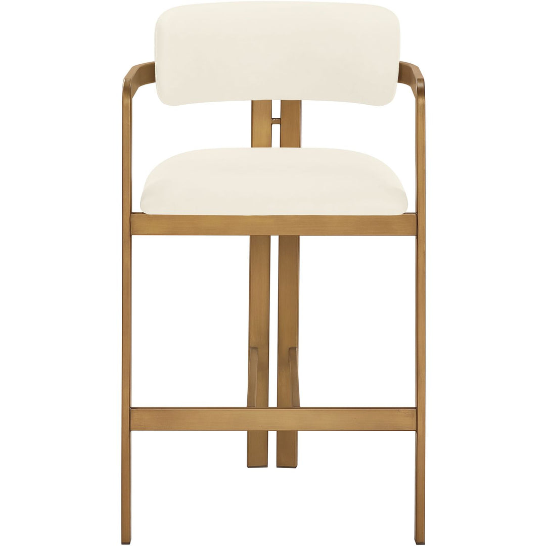 Aurum Vegan Leather Upholstered Counter Stool — Cream / Brushed Brass