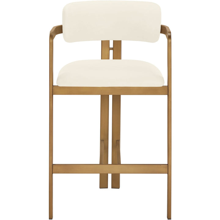 Aurum Vegan Leather Upholstered Counter Stool — Cream / Brushed Brass