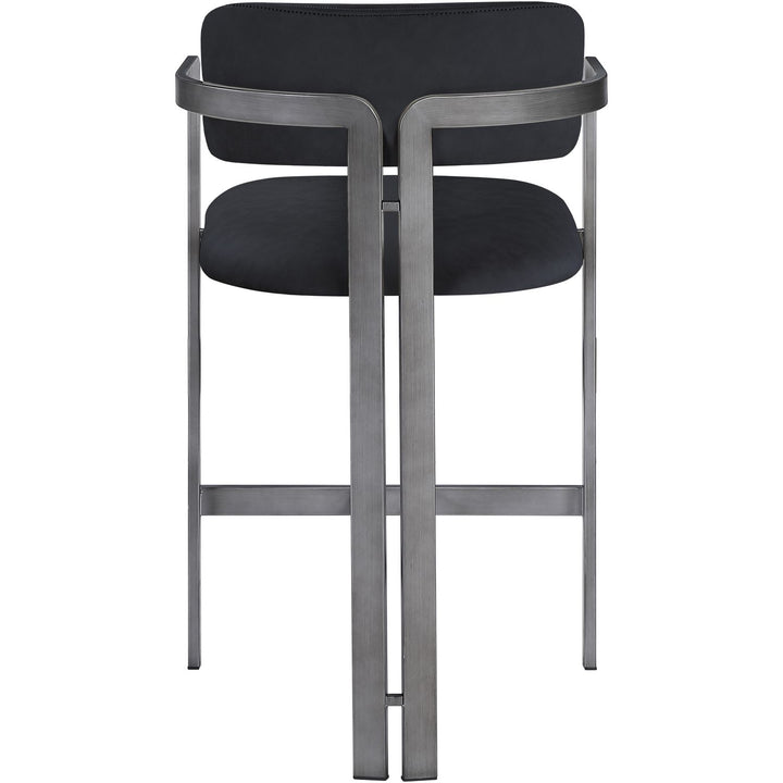 Aurum Vegan Leather Upholstered Counter Stool — Black / Brushed Silver