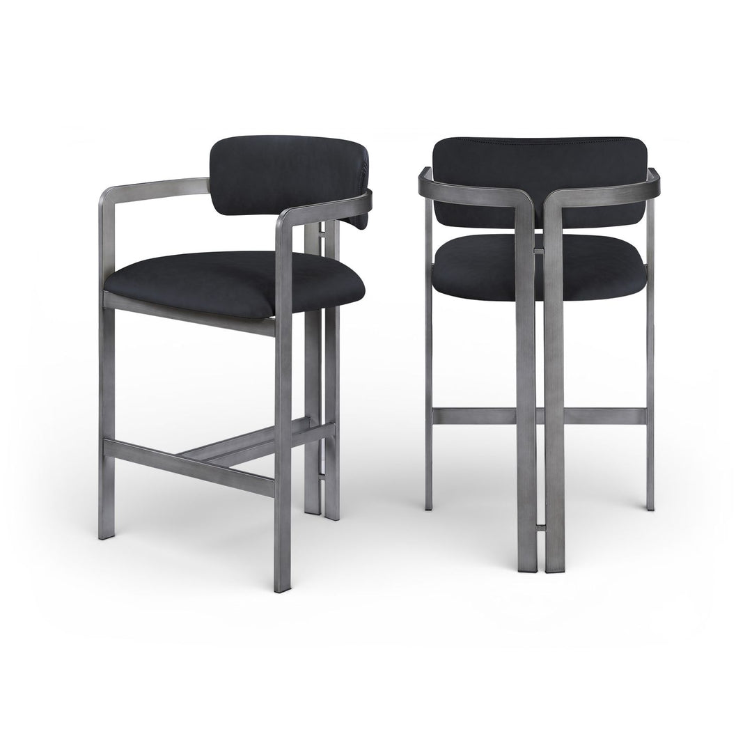 Aurum Black Vegan Leather Upholstered Counter Stool