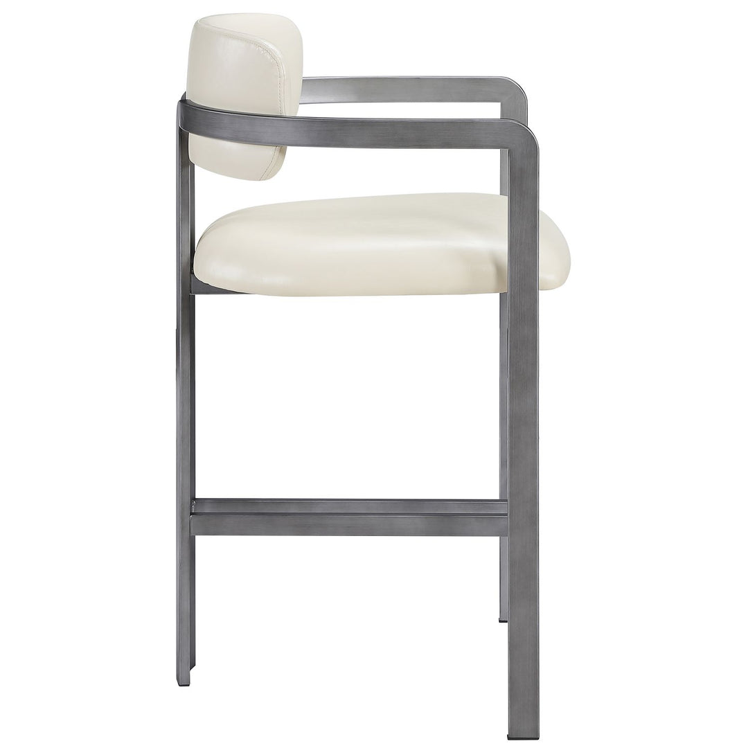 Aurum Vegan Leather Upholstered Counter Stool — Cream / Brushed Silver