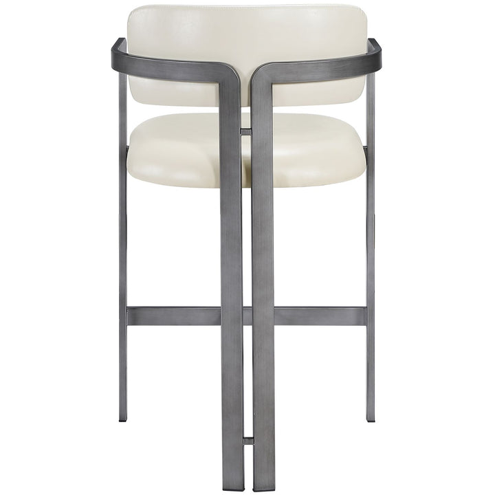 Aurum Vegan Leather Upholstered Counter Stool — Cream / Brushed Silver