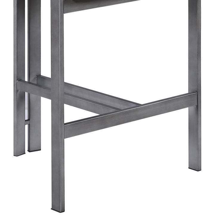 Aurum Vegan Leather Upholstered Counter Stool — Cream / Brushed Silver