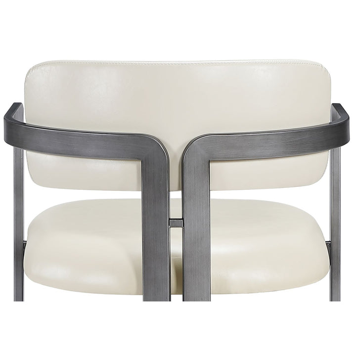 Aurum Vegan Leather Upholstered Counter Stool — Cream / Brushed Silver