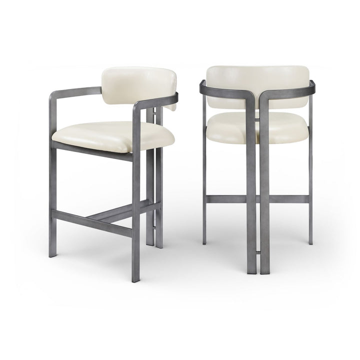 Aurum Cream Vegan Leather Upholstered Counter Stool