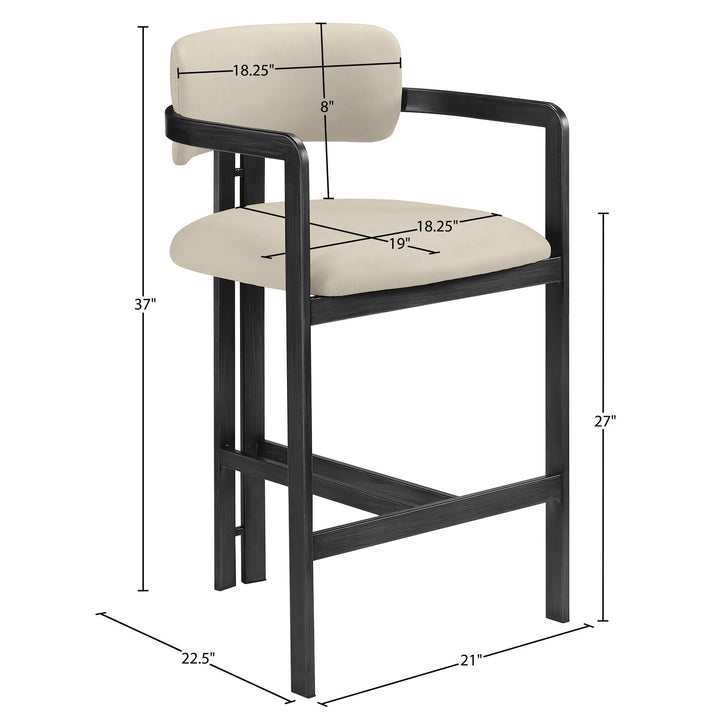 Aurum Vegan Leather Upholstered Counter Stool — Beige / Graphite Black