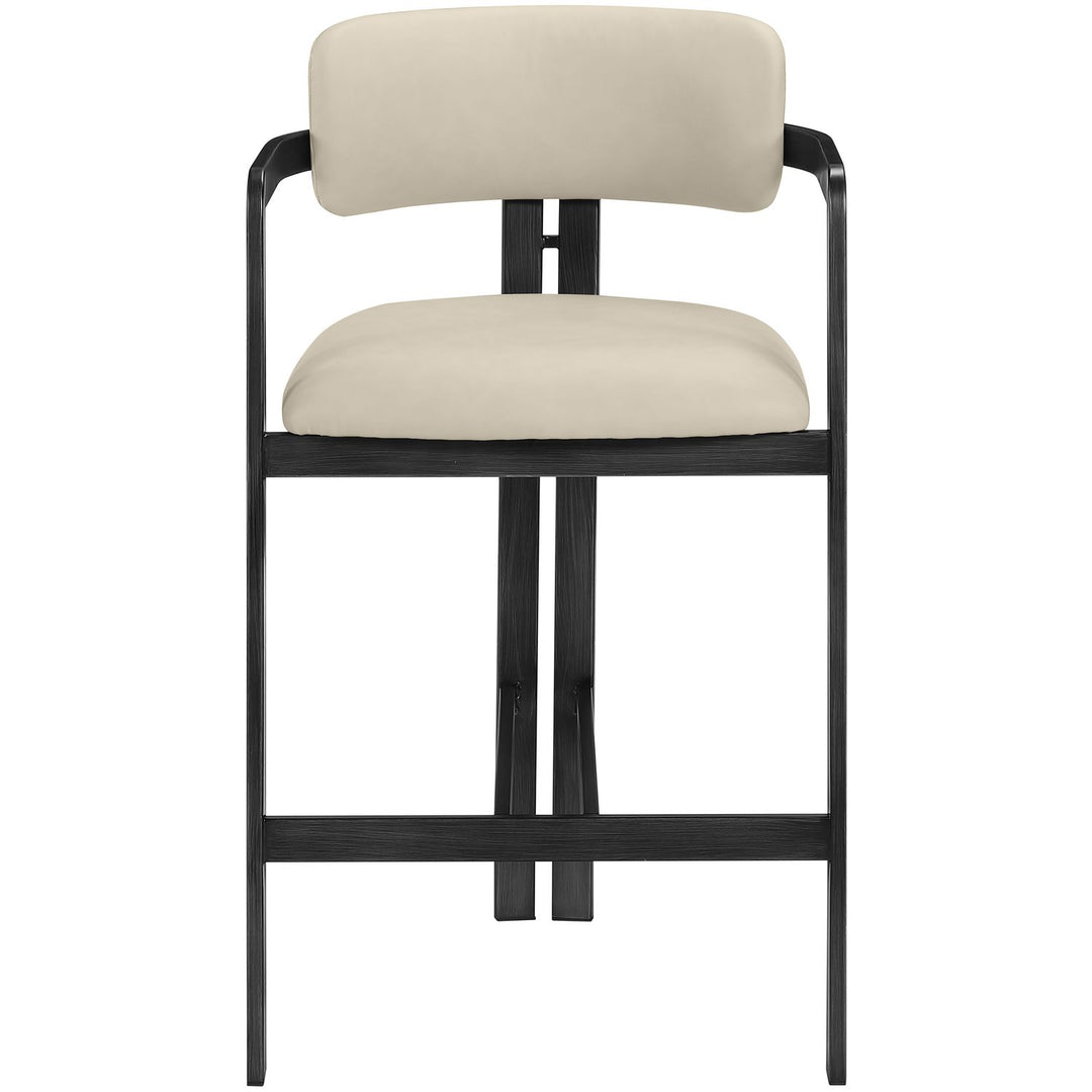 Aurum Vegan Leather Upholstered Counter Stool — Beige / Graphite Black
