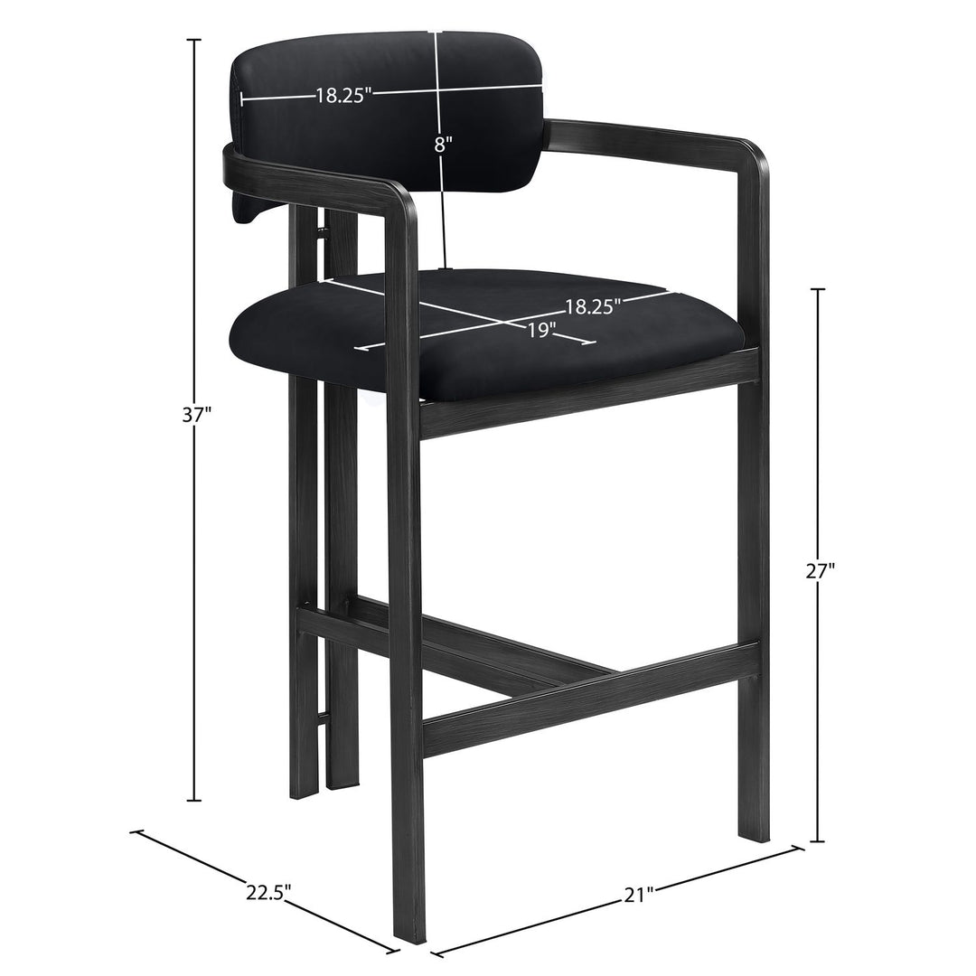 Aurum Vegan Leather Upholstered Counter Stool — Black / Graphite Black