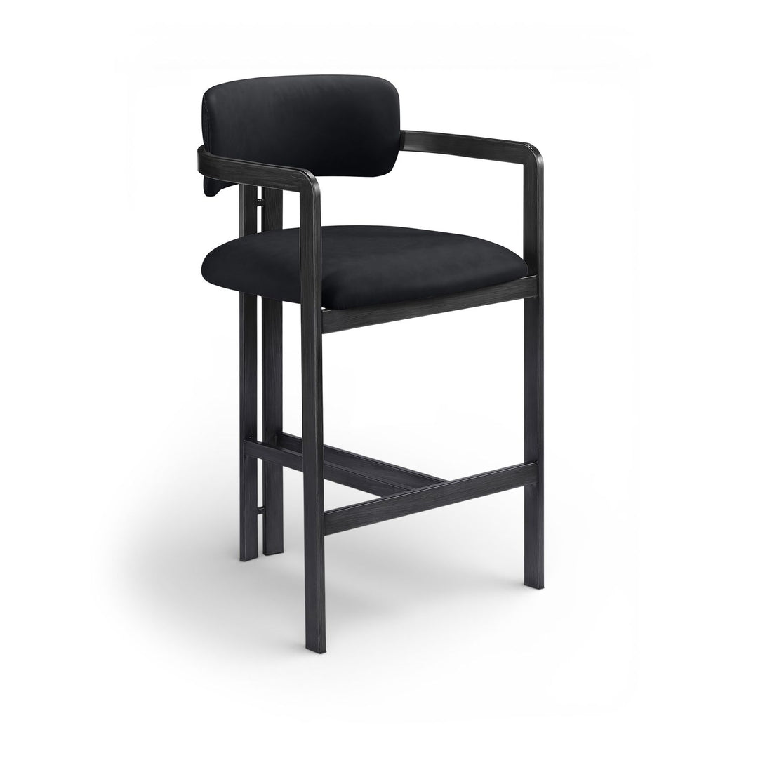 Aurum Vegan Leather Upholstered Counter Stool — Black / Graphite Black