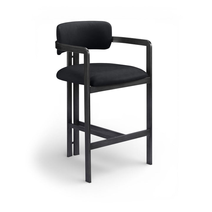 Aurum Vegan Leather Upholstered Counter Stool — Black / Graphite Black