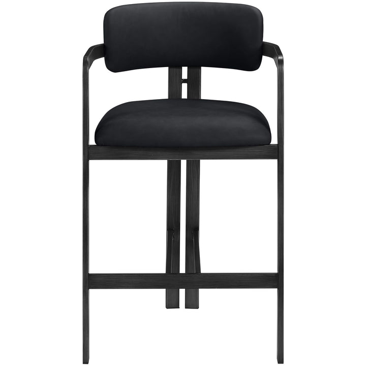 Aurum Vegan Leather Upholstered Counter Stool — Black / Graphite Black