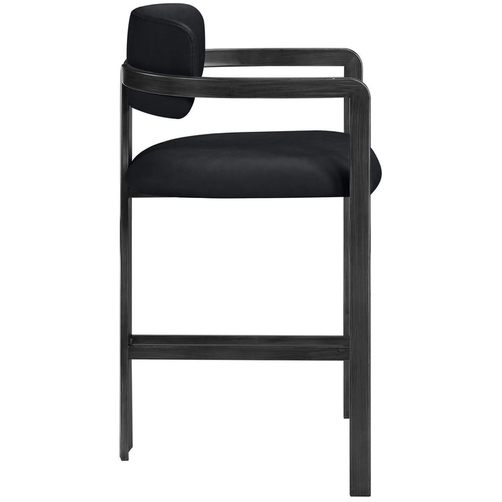 Aurum Vegan Leather Upholstered Counter Stool — Black / Graphite Black