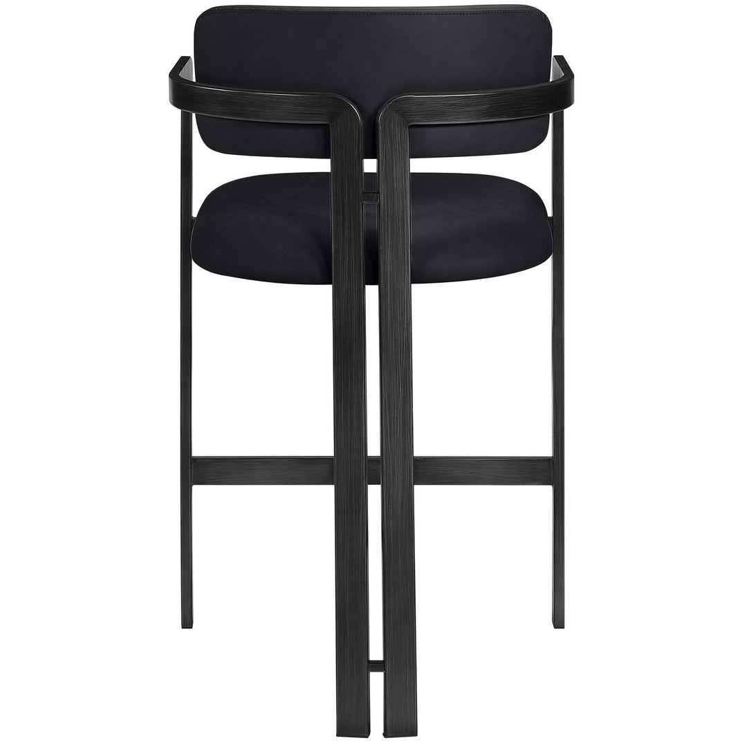 Aurum Vegan Leather Upholstered Counter Stool — Black / Graphite Black