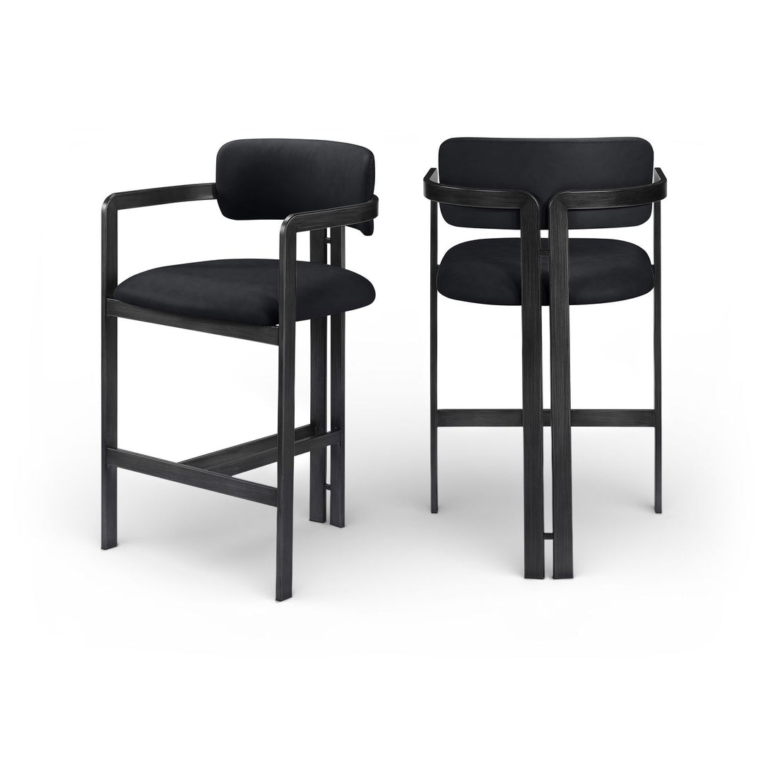 Aurum Black Vegan Leather Upholstered Counter Stool