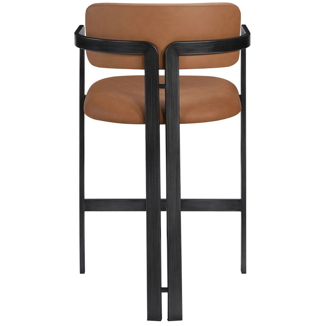 Aurum Vegan Leather Upholstered Counter Stool — Cognac / Graphite Black