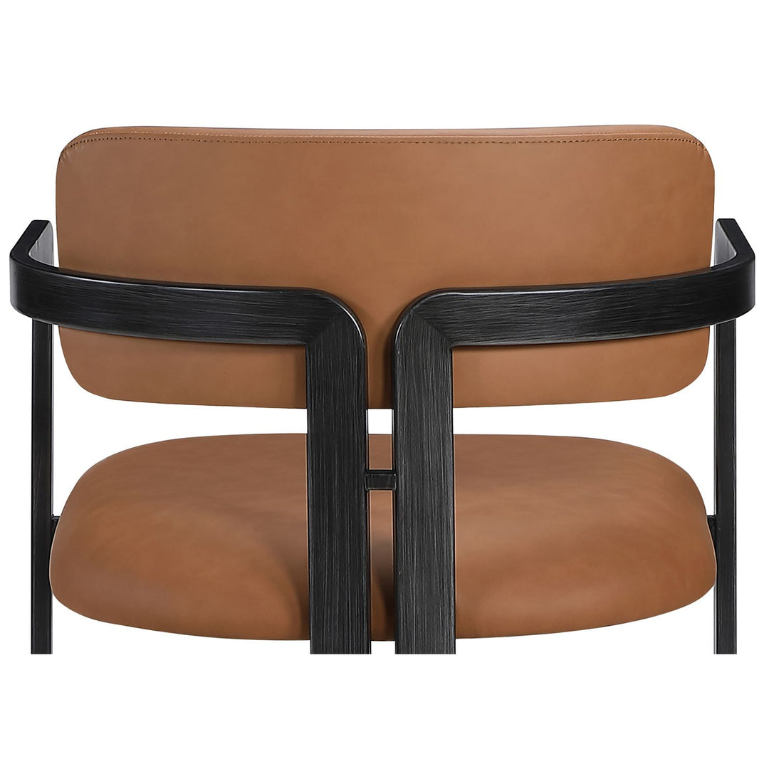 Aurum Vegan Leather Upholstered Counter Stool — Cognac / Graphite Black