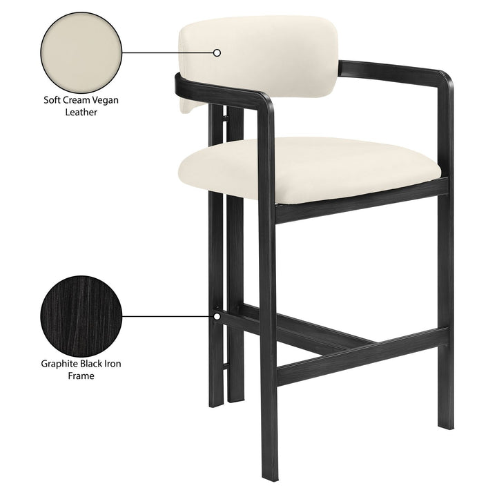 Aurum Vegan Leather Upholstered Counter Stool — Cream / Graphite Black