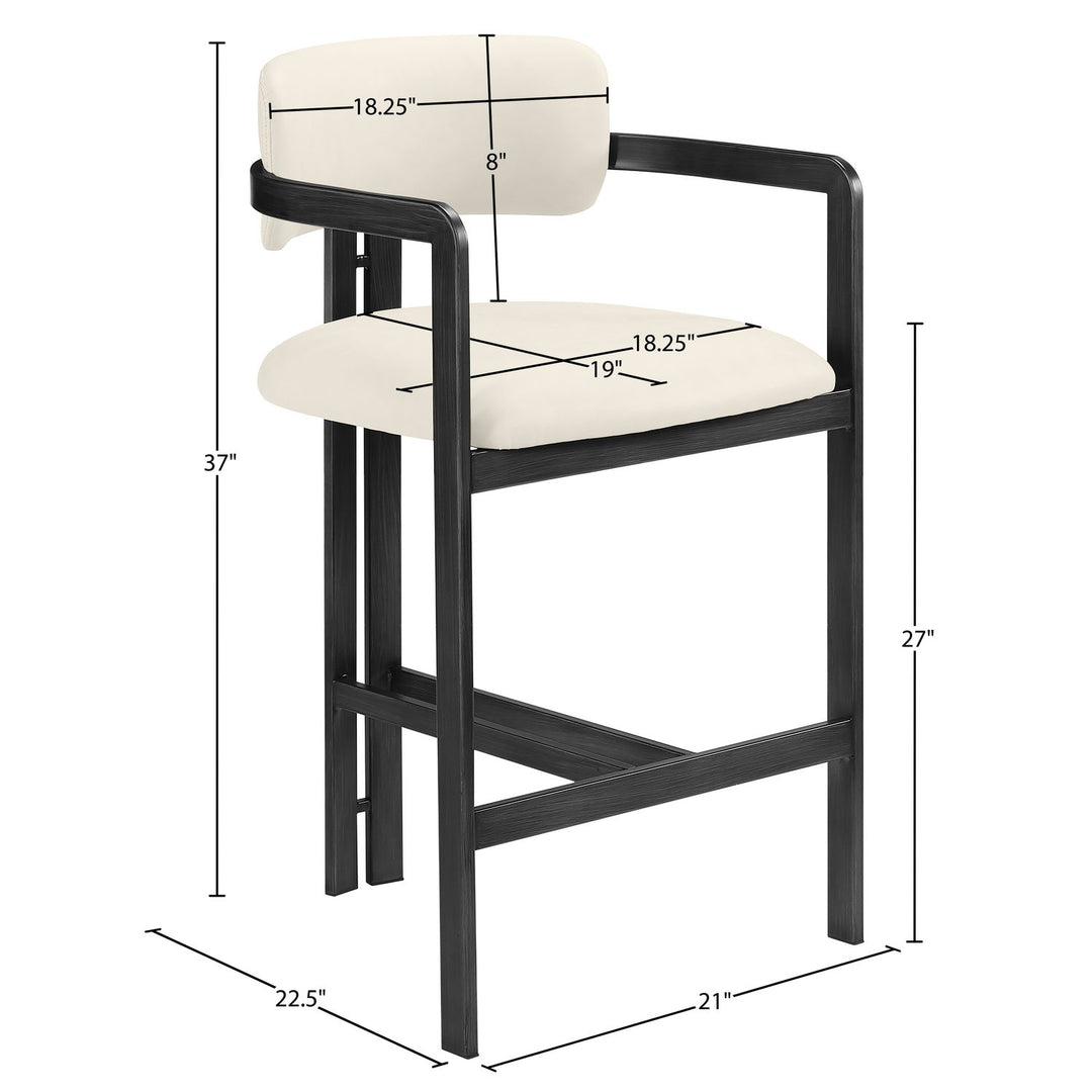 Aurum Vegan Leather Upholstered Counter Stool — Cream / Graphite Black