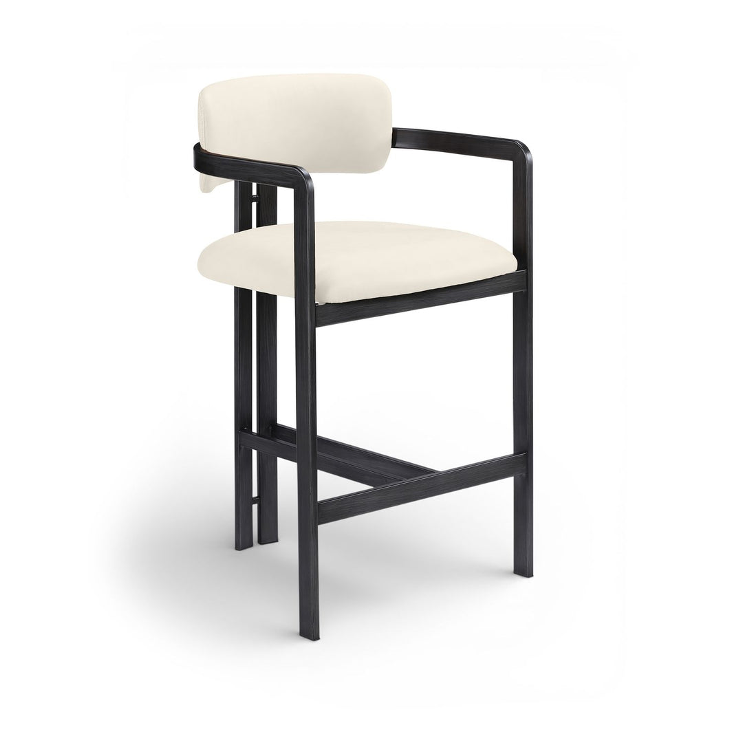 Aurum Vegan Leather Upholstered Counter Stool — Cream / Graphite Black