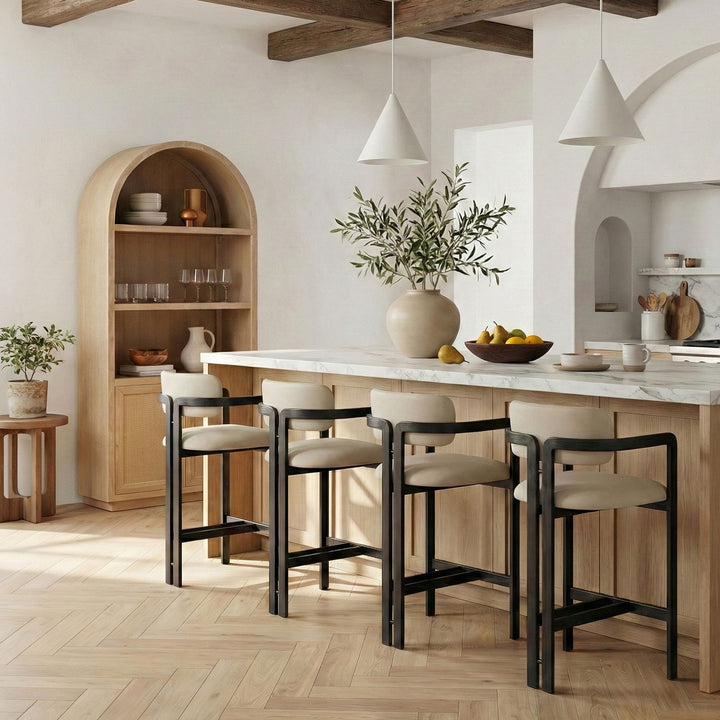 Aurum Vegan Leather Upholstered Counter Stool — Cream / Graphite Black