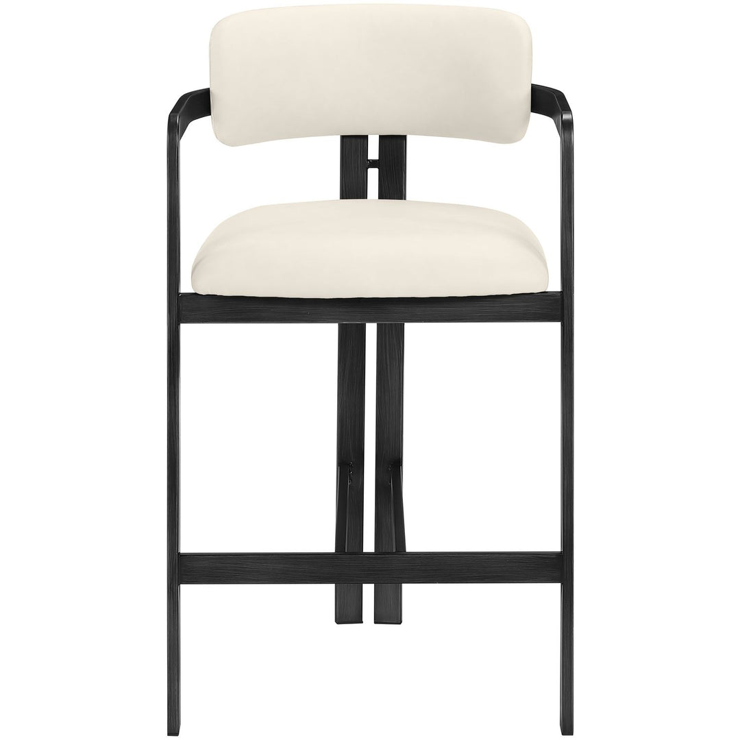 Aurum Vegan Leather Upholstered Counter Stool — Cream / Graphite Black