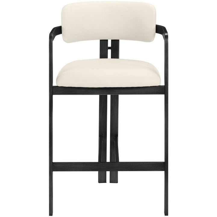 Aurum Vegan Leather Upholstered Counter Stool — Cream / Graphite Black